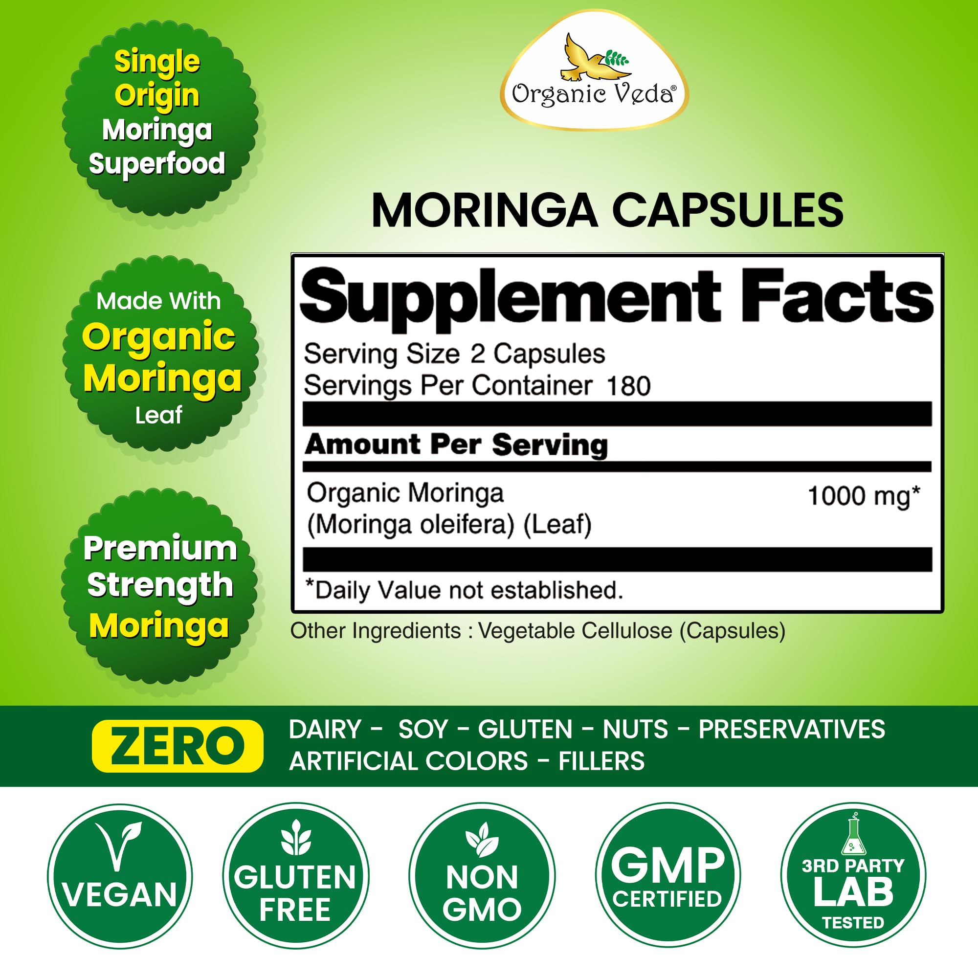 Organic Veda Moringa Capsules packaging details