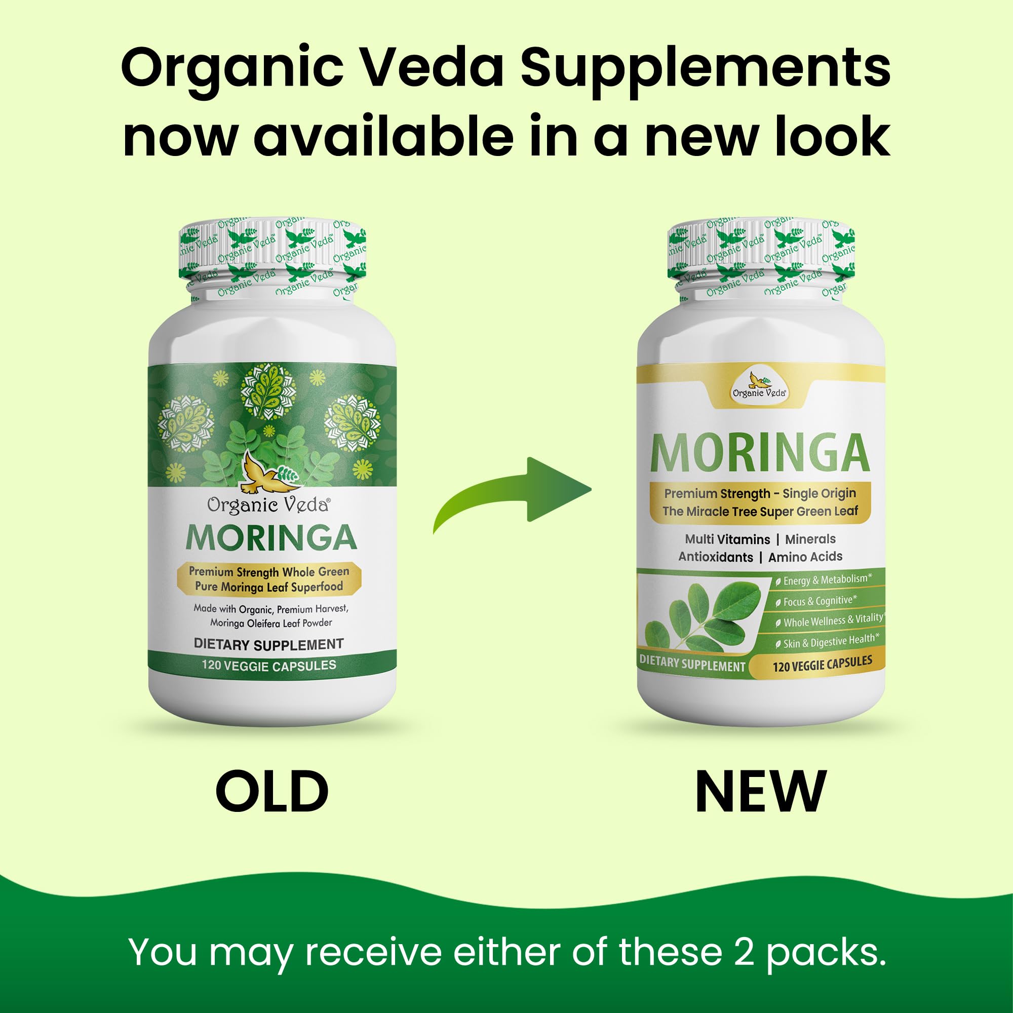 Organic Veda Moringa Capsules side view showing label