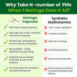 Organic Veda Moringa Capsules with a measuring spoon