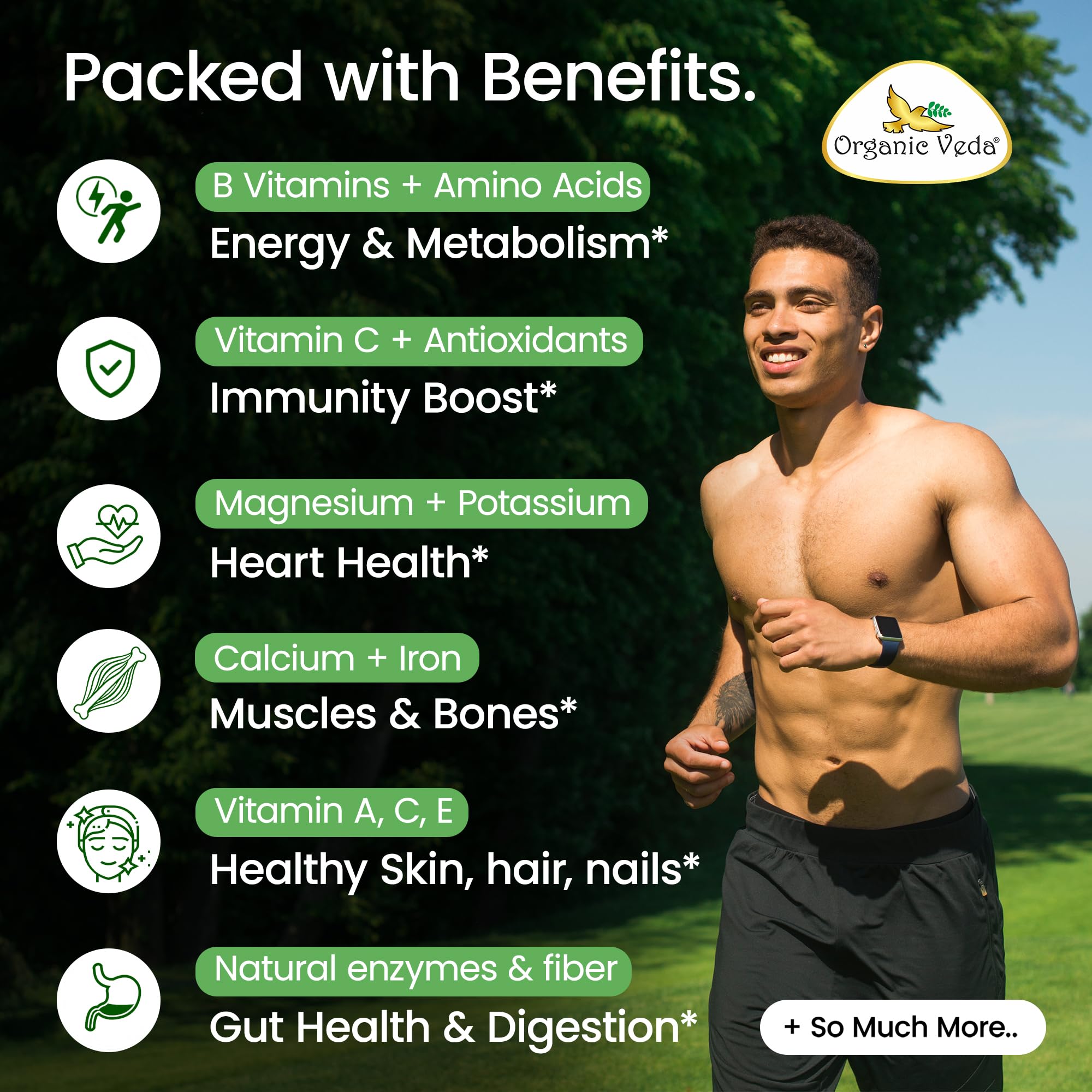 Organic Veda Moringa Capsules with a measuring spoon