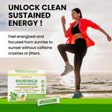 Organic Veda Moringa Superfood Powder 120g in a glass with water