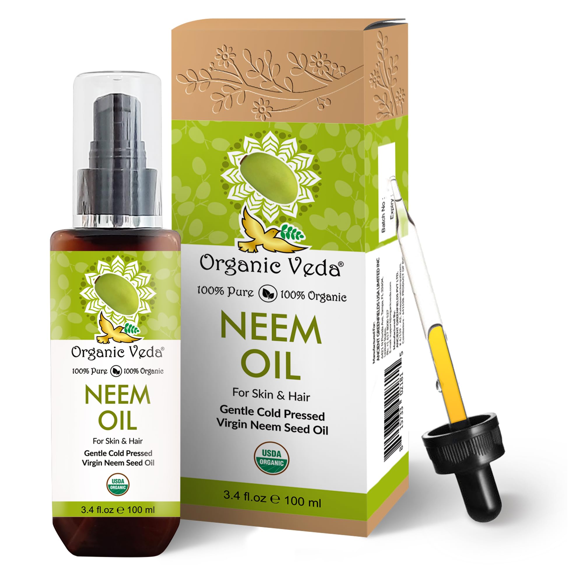 Organic Veda Neem Oil 161g front view with packaging