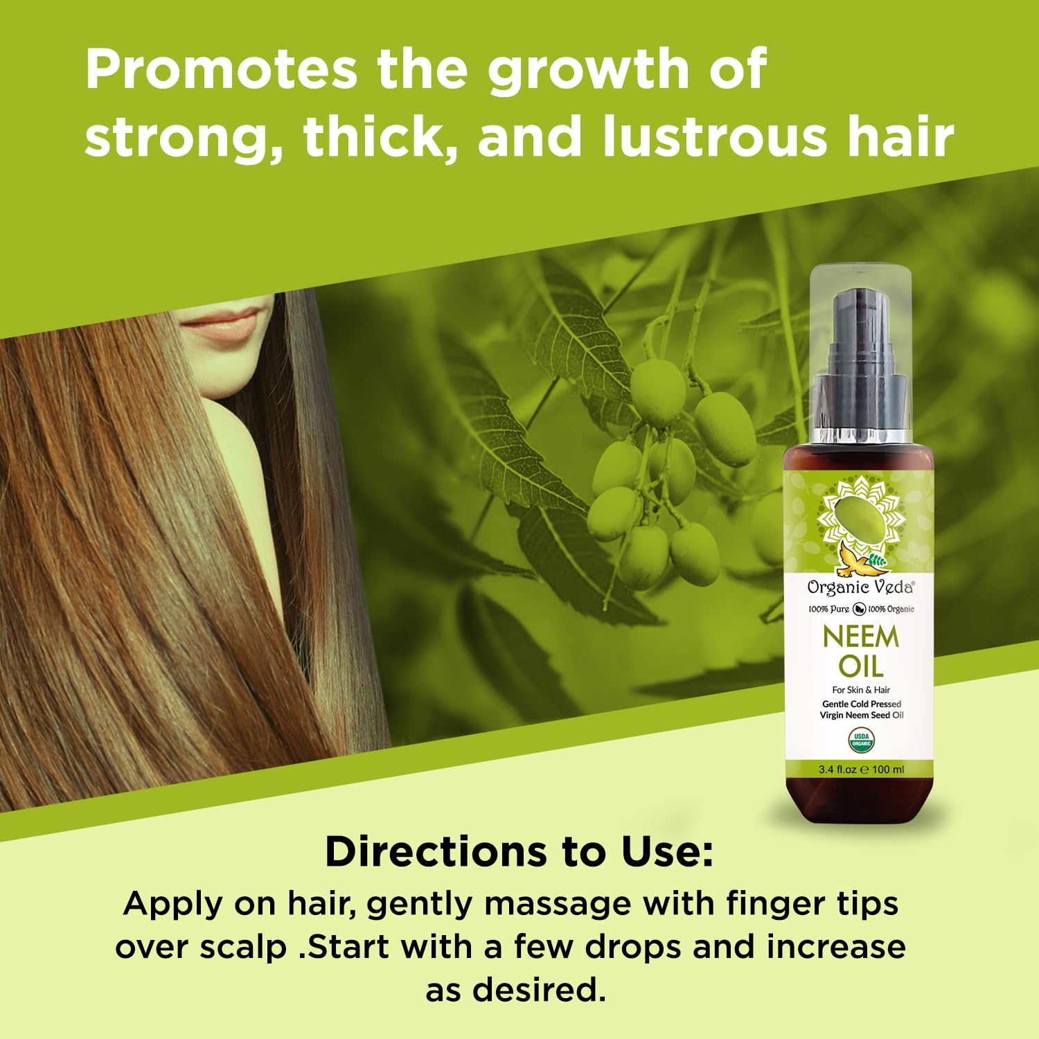Organic Veda Neem Oil 161g lifestyle scene with application