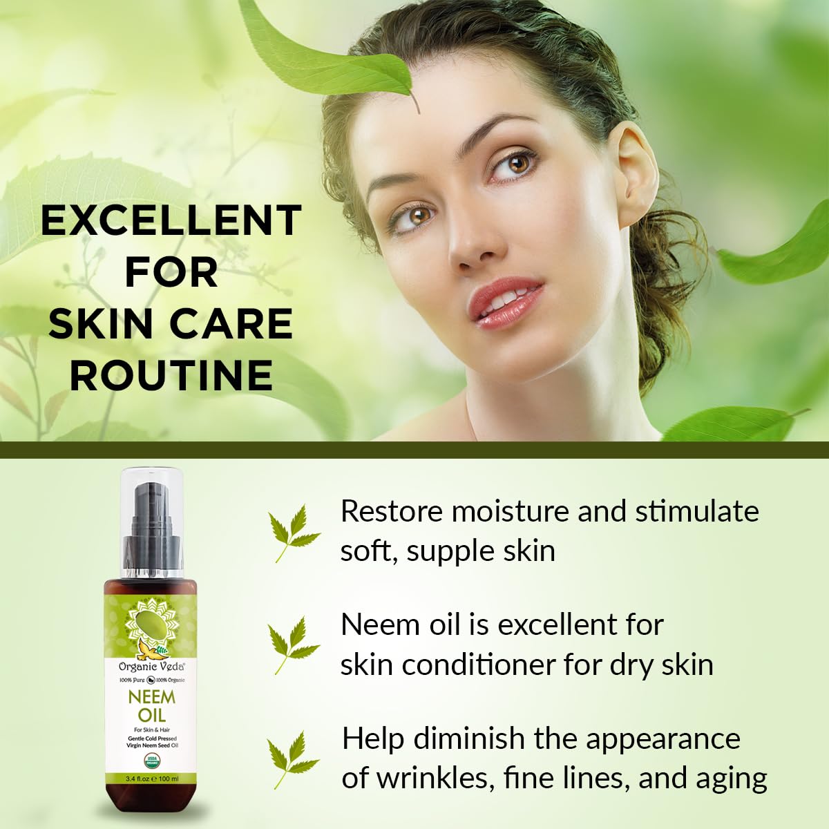 Organic Veda Neem Oil 161g showing product details