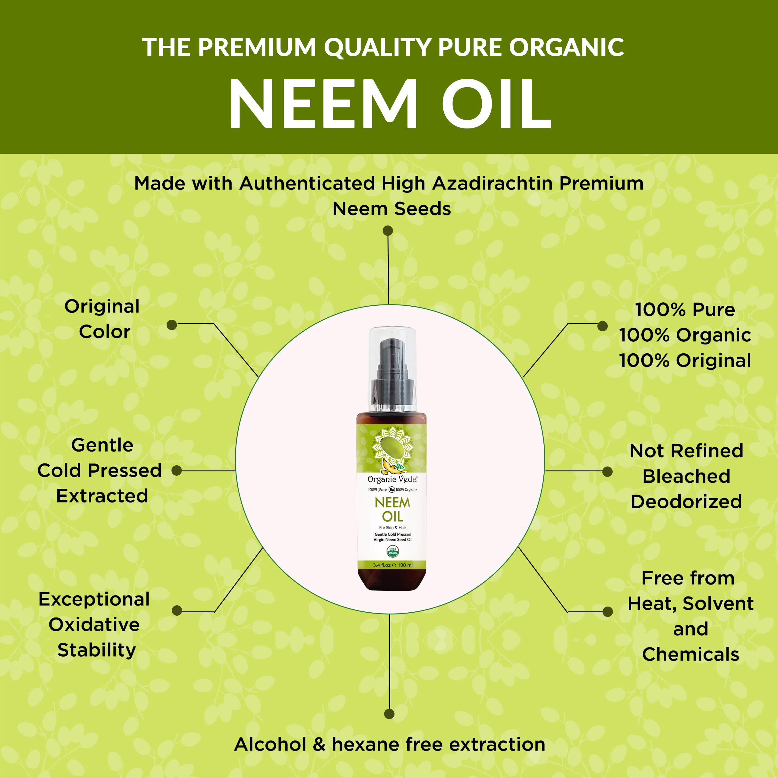 Organic Veda Neem Oil 161g side view showing bottle design