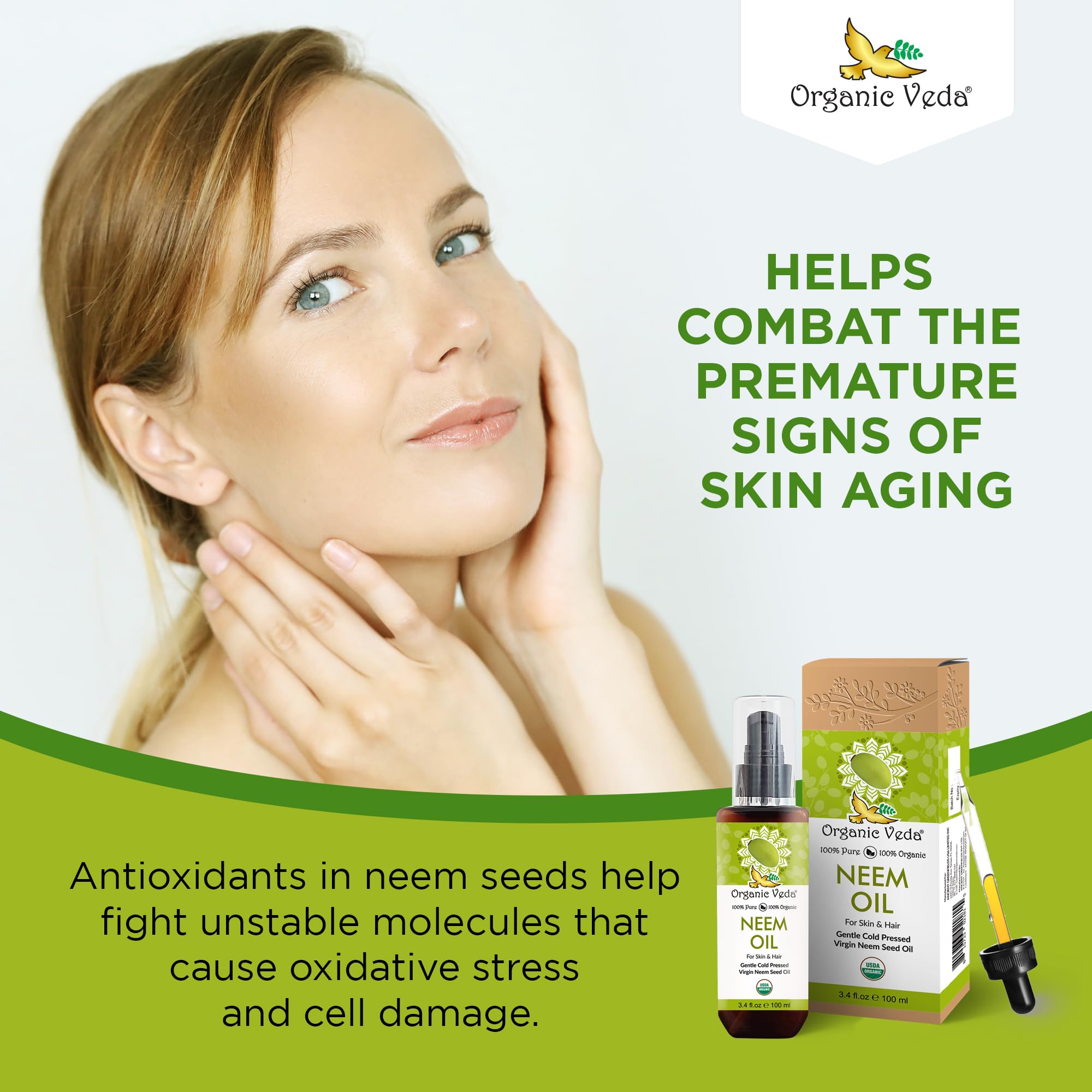 Organic Veda Neem Oil 161g with natural background