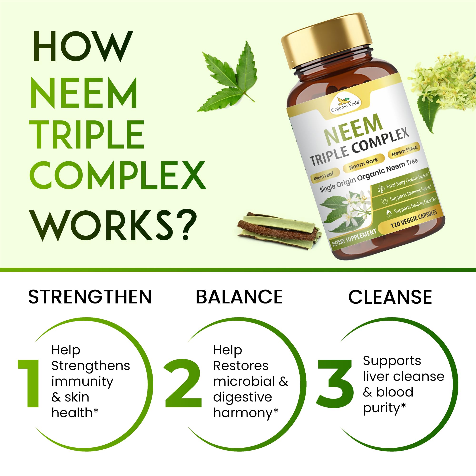 Organic Veda Neem Supplement 1100mg close-up of capsules