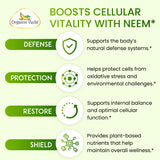 Organic Veda Neem Supplement 1100mg on a wooden table