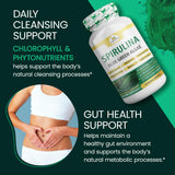 Organic Veda Spirulina Capsules 100g with a measuring spoon
