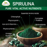 Organic Veda Spirulina Capsules 100g with fresh greens