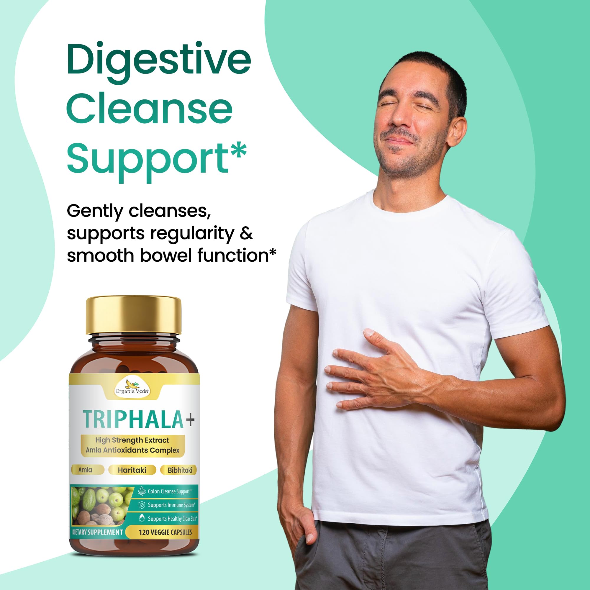 Organic Veda Triphala Capsules close-up of capsules