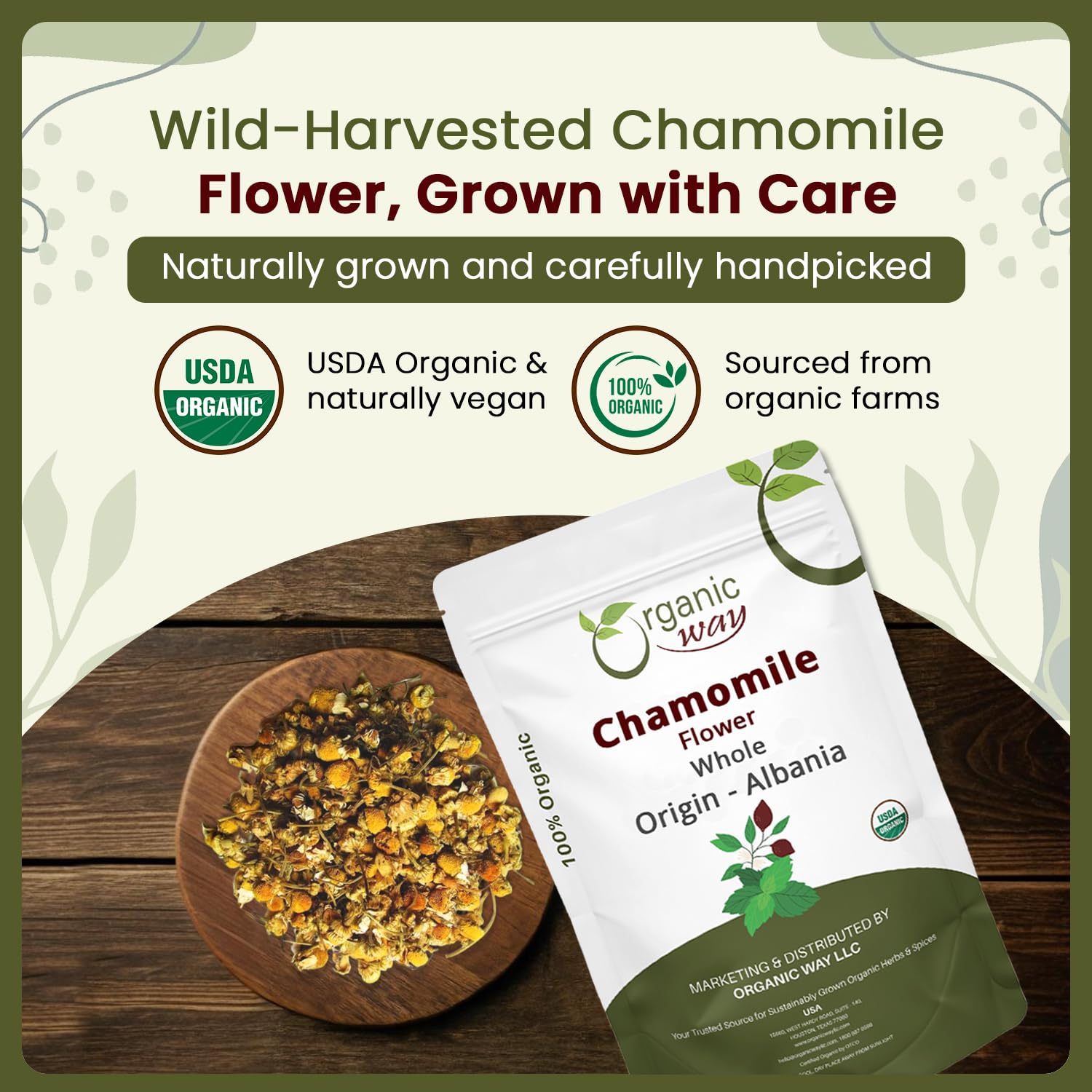 Organic Way chamomile flowers packaging