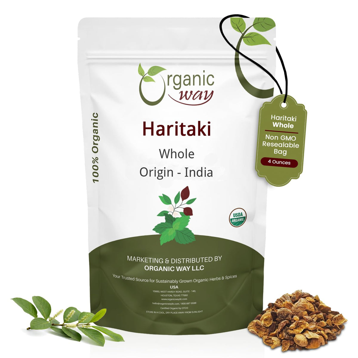 Organic Way Haritaki Whole 109g front view packaging