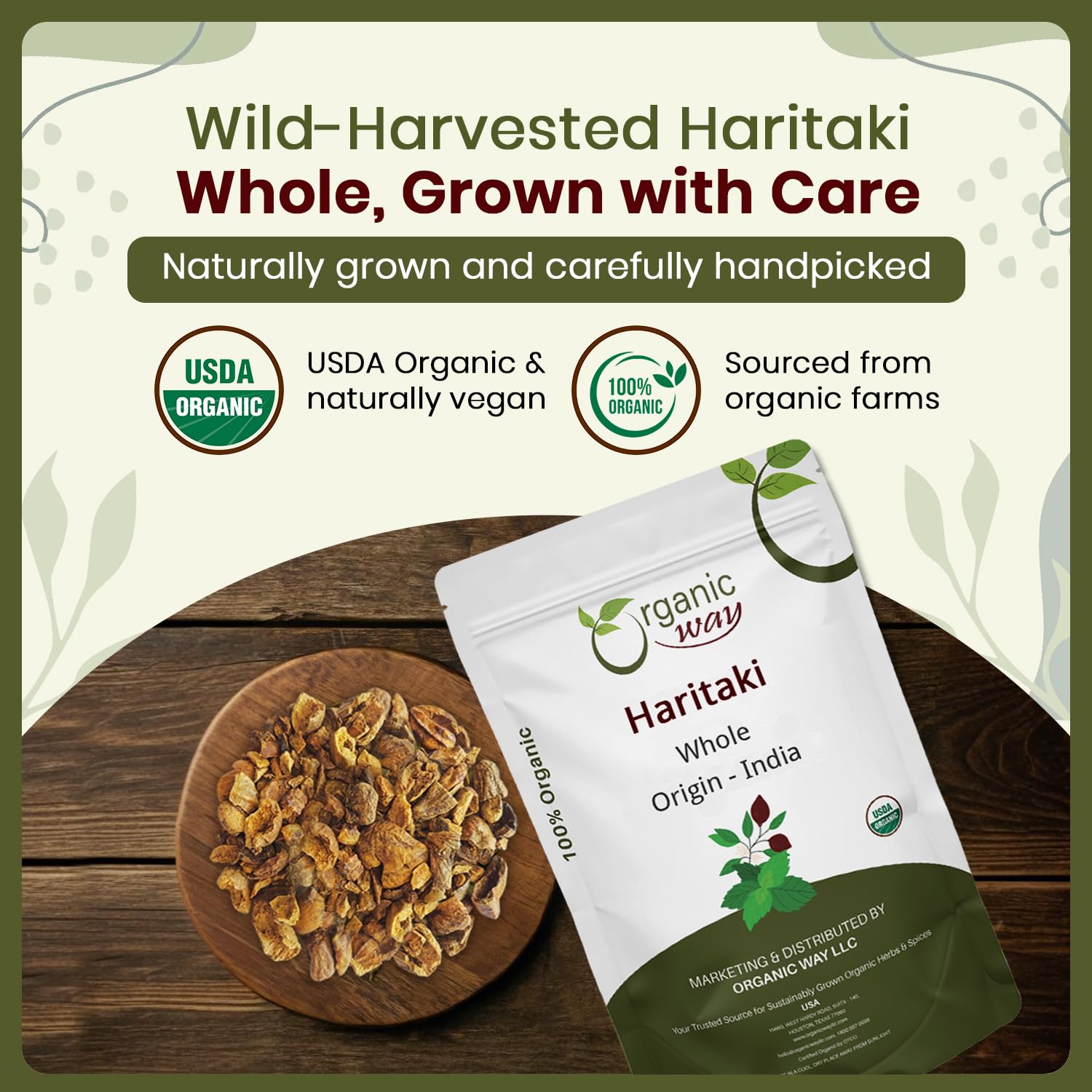 Organic Way Haritaki Whole 109g side view