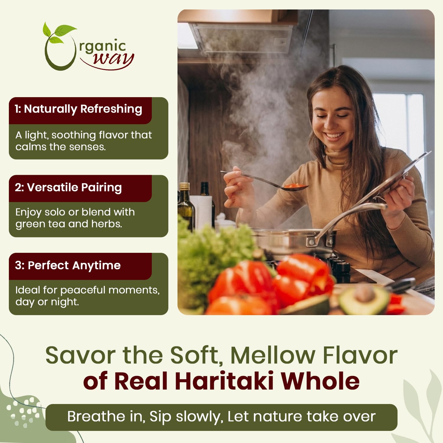 Organic Way Haritaki Whole dried fruit in a bowl