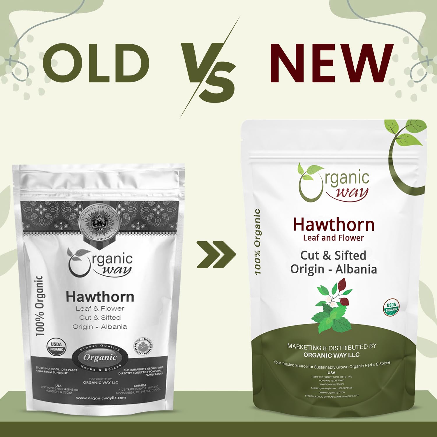 Organic Way Hawthorn Leaf and Flower Cut & Sifted loose leaves