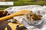 Organic Way Hawthorn Leaf & Flower Whole 100g dried leaves close-up