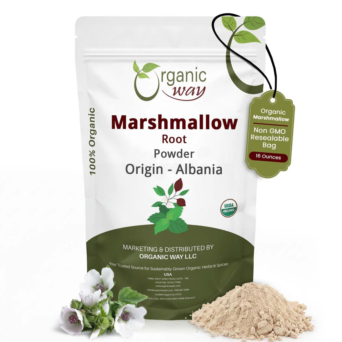 Organic Way Marshmallow Root Powder 449g front view