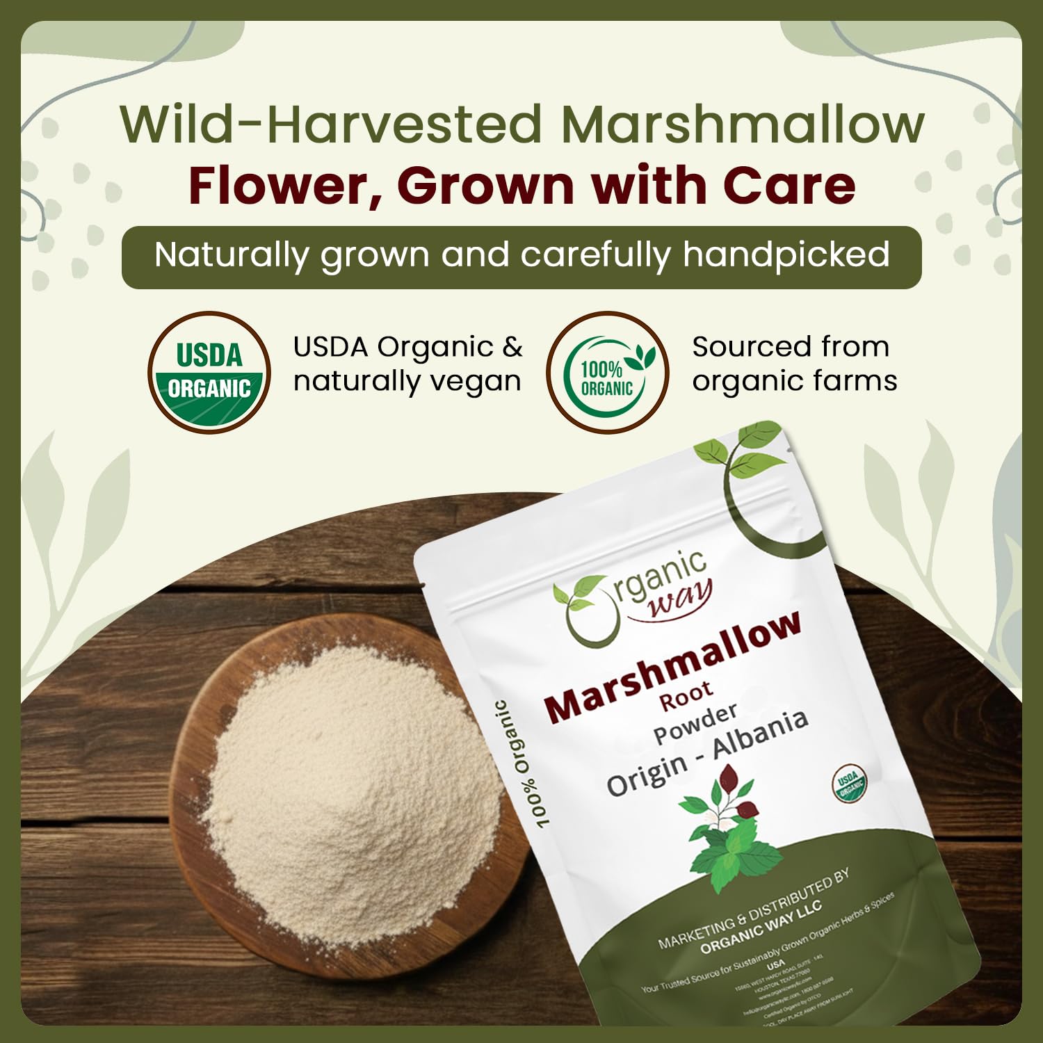 Organic Way Marshmallow Root Powder 57g close-up of powder