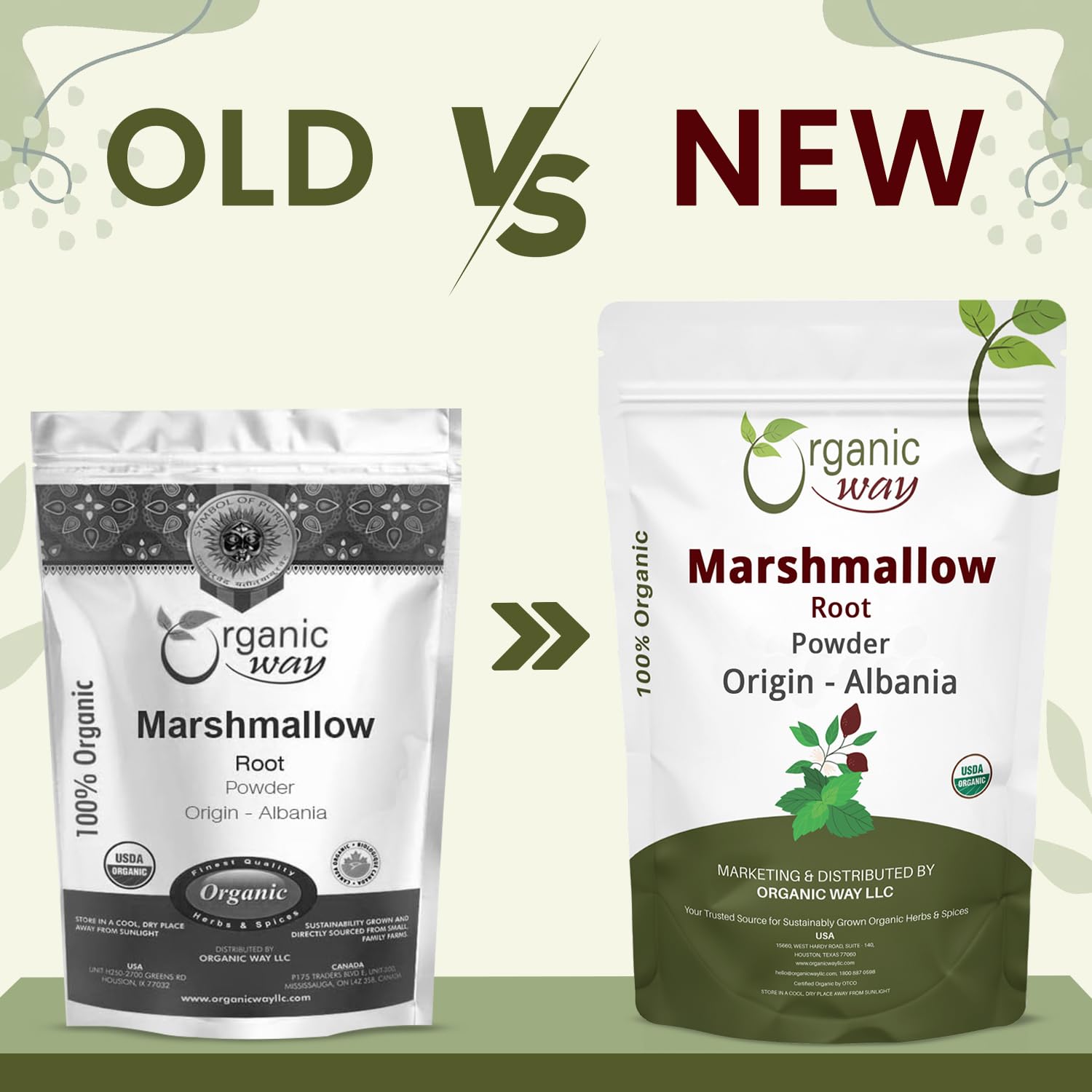 Organic Way Marshmallow Root Powder packaging side view