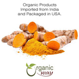 Organic Way Turmeric Root Cut & Sifted displayed on kitchen counter