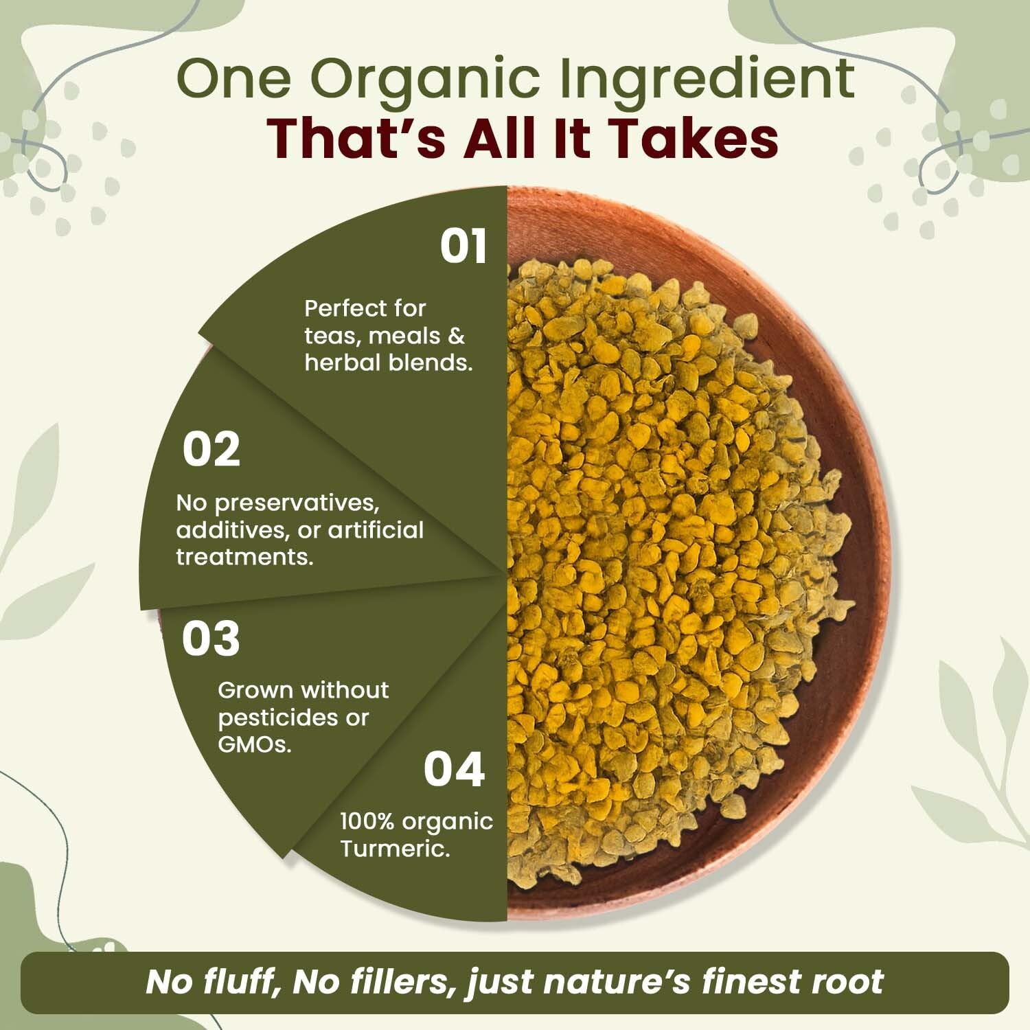 Organic Way Turmeric Root Cut & Sifted with measuring spoon