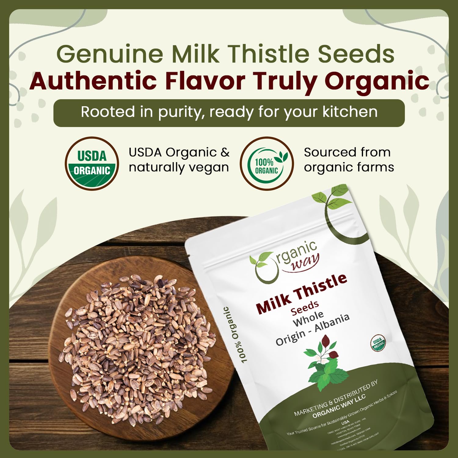 Organic Way Whole Milk Thistle Seeds 231g resealable packaging