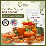 Organic Way Whole Milk Thistle Seeds on a kitchen counter