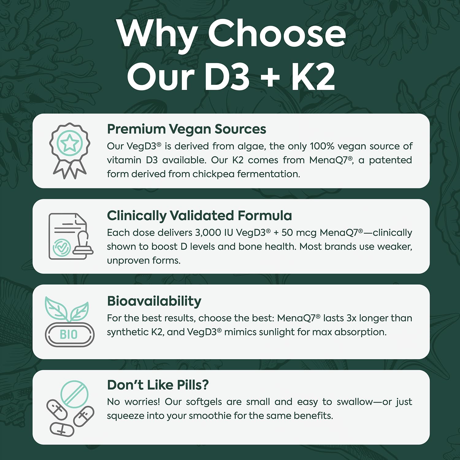 Organics Ocean Better D3 + K2 softgel ingredients list