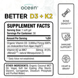Organics Ocean Better D3 + K2 softgel side view showing dosage