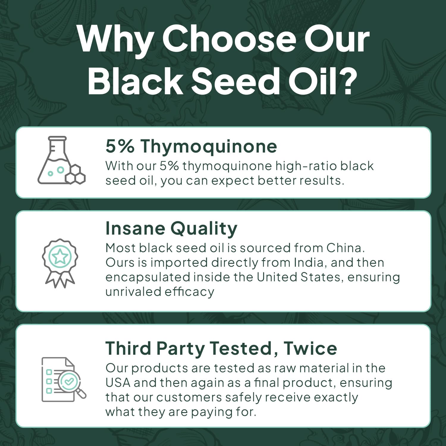 Organics Ocean Black Seed Oil Capsules on a wooden surface