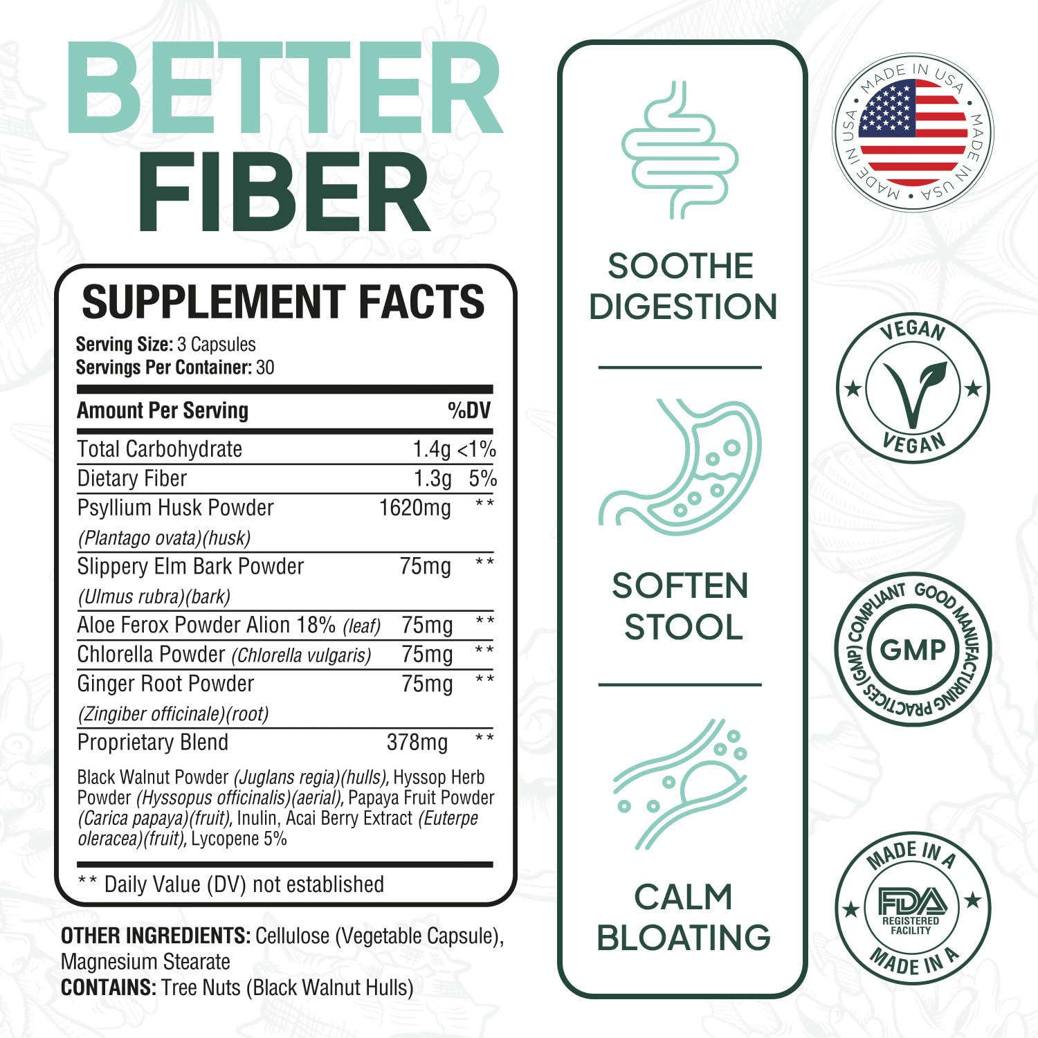 Organics Ocean High Fiber Supplement capsules close-up