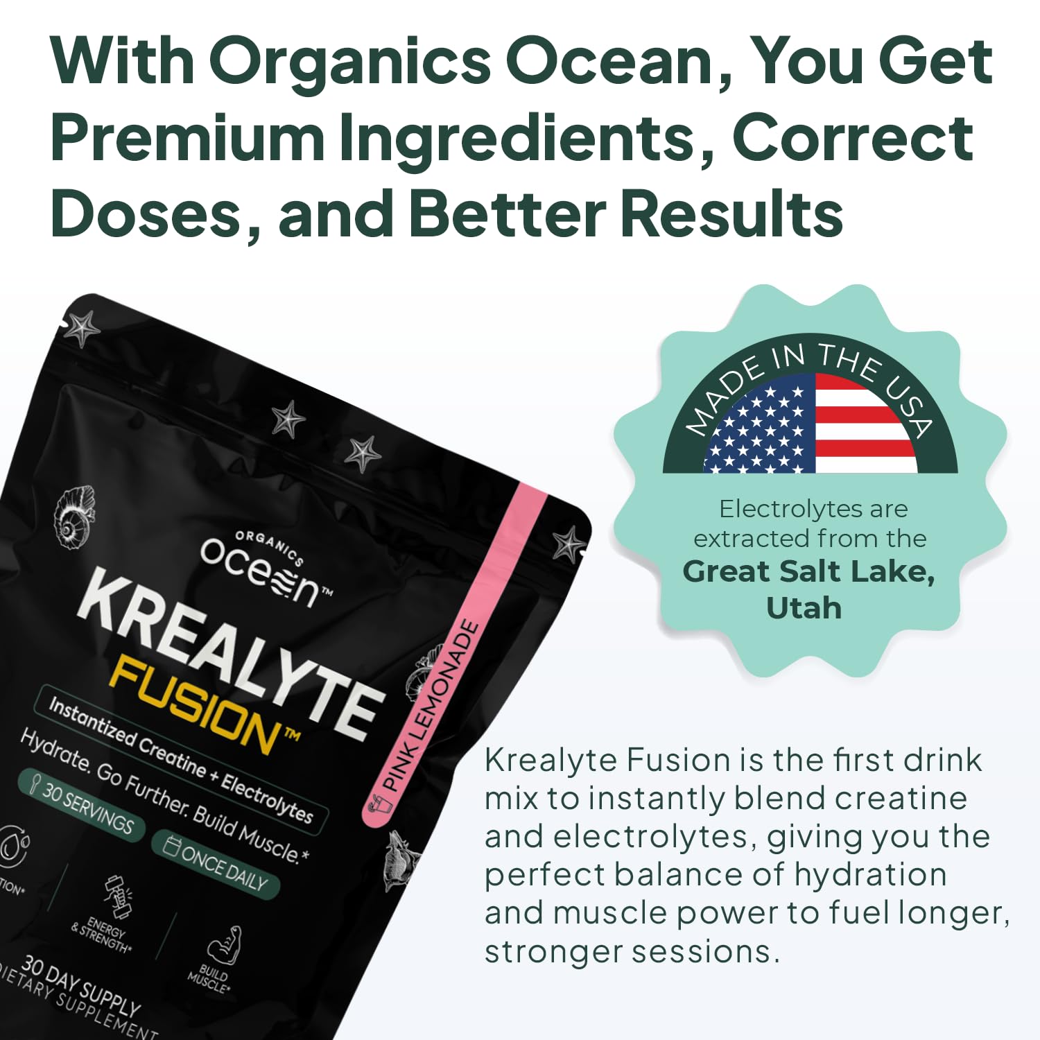 Organics Ocean Krealyte Fusion mixed in a glass with water