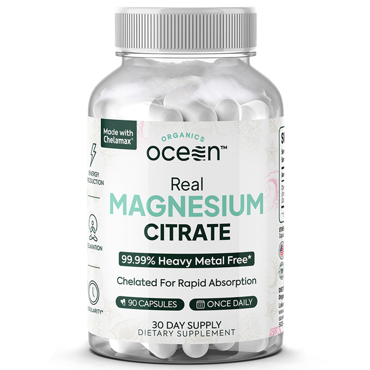 Organics Ocean Magnesium Citrate Capsules 250mg front view
