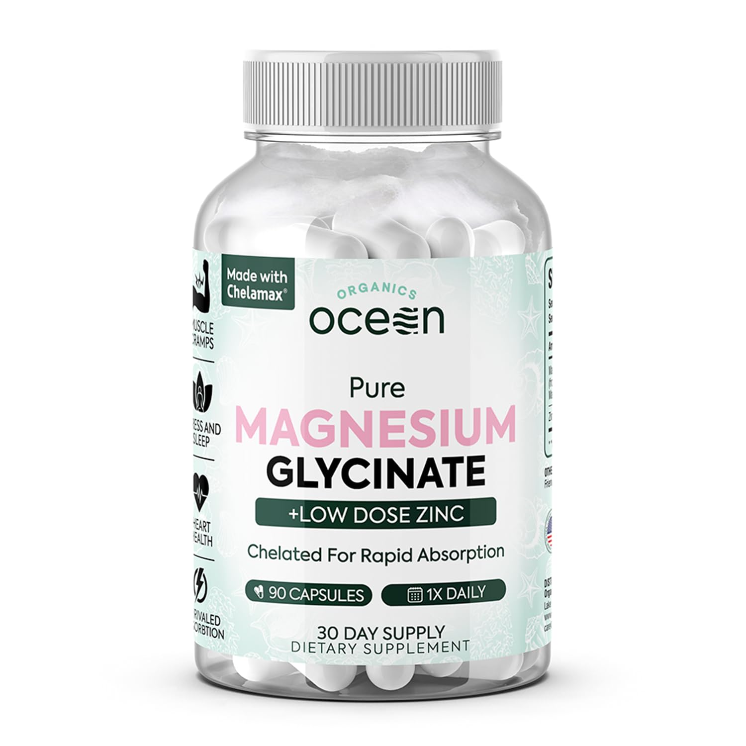 Organics Ocean Magnesium Glycinate 275mg front view