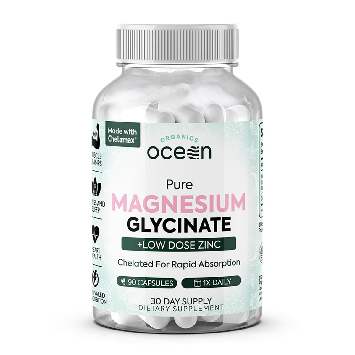 Organics Ocean Magnesium Glycinate 275mg front view