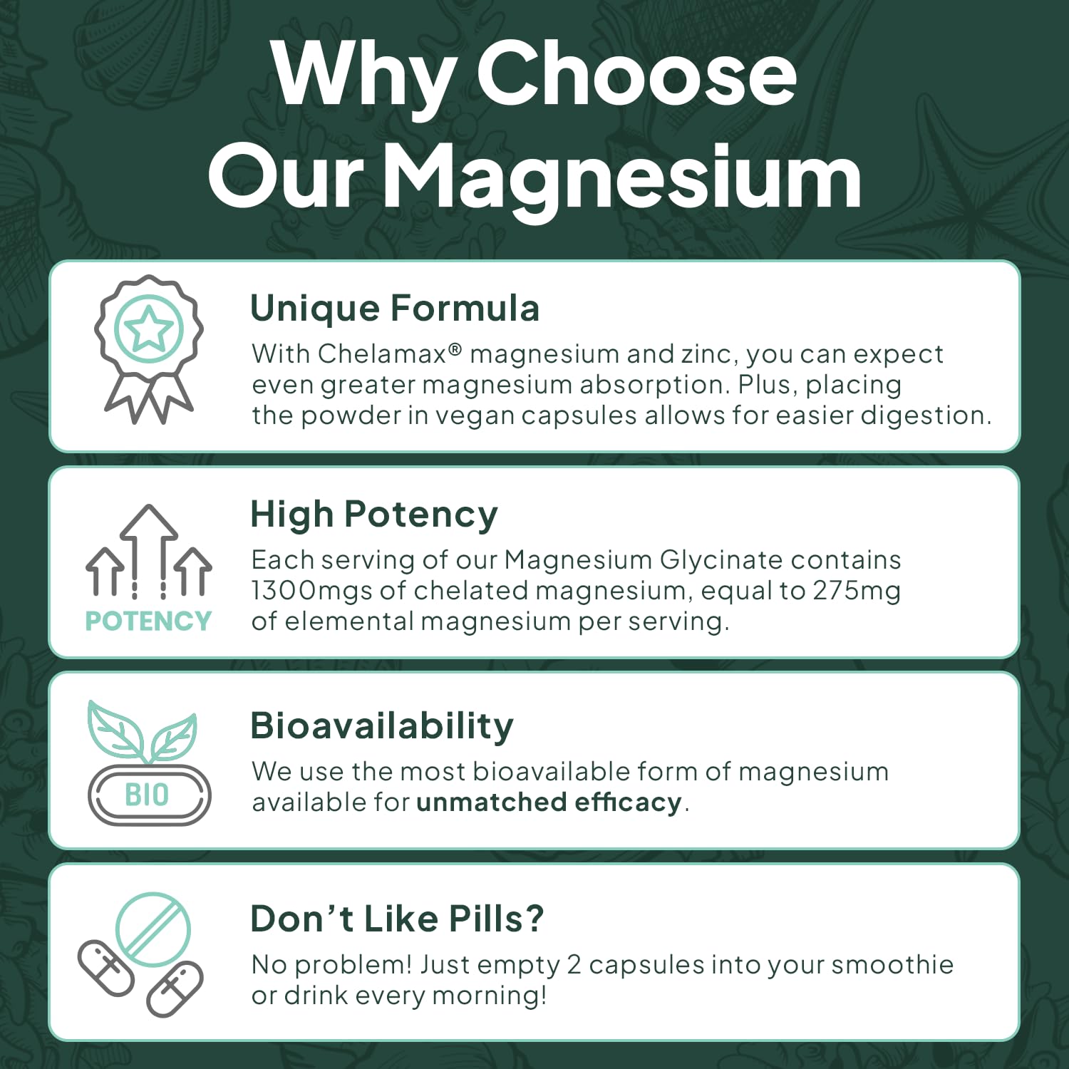 Organics Ocean Magnesium Glycinate 275mg ingredients list