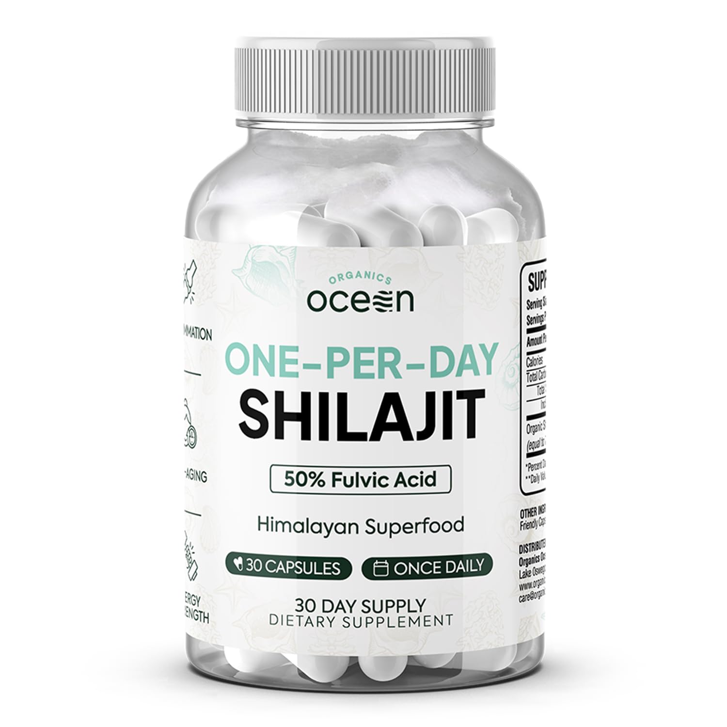 Organics Ocean Shilajit Capsules 250mg front view