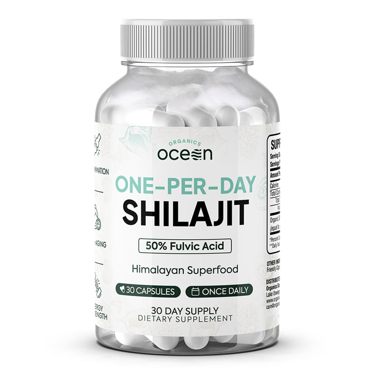 Organics Ocean Shilajit Capsules 250mg front view