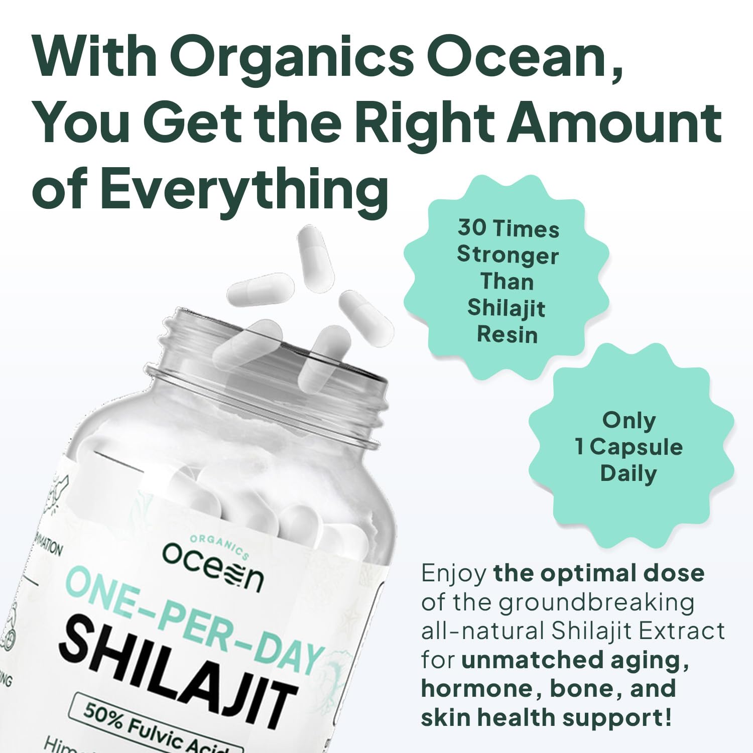 Organics Ocean Shilajit Capsules 250mg side view