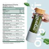 Organifi Green Juice Powder 259g back view showing nutritional information