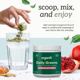 Organifi Green Juice Powder 259g lifestyle scene with a fitness setup