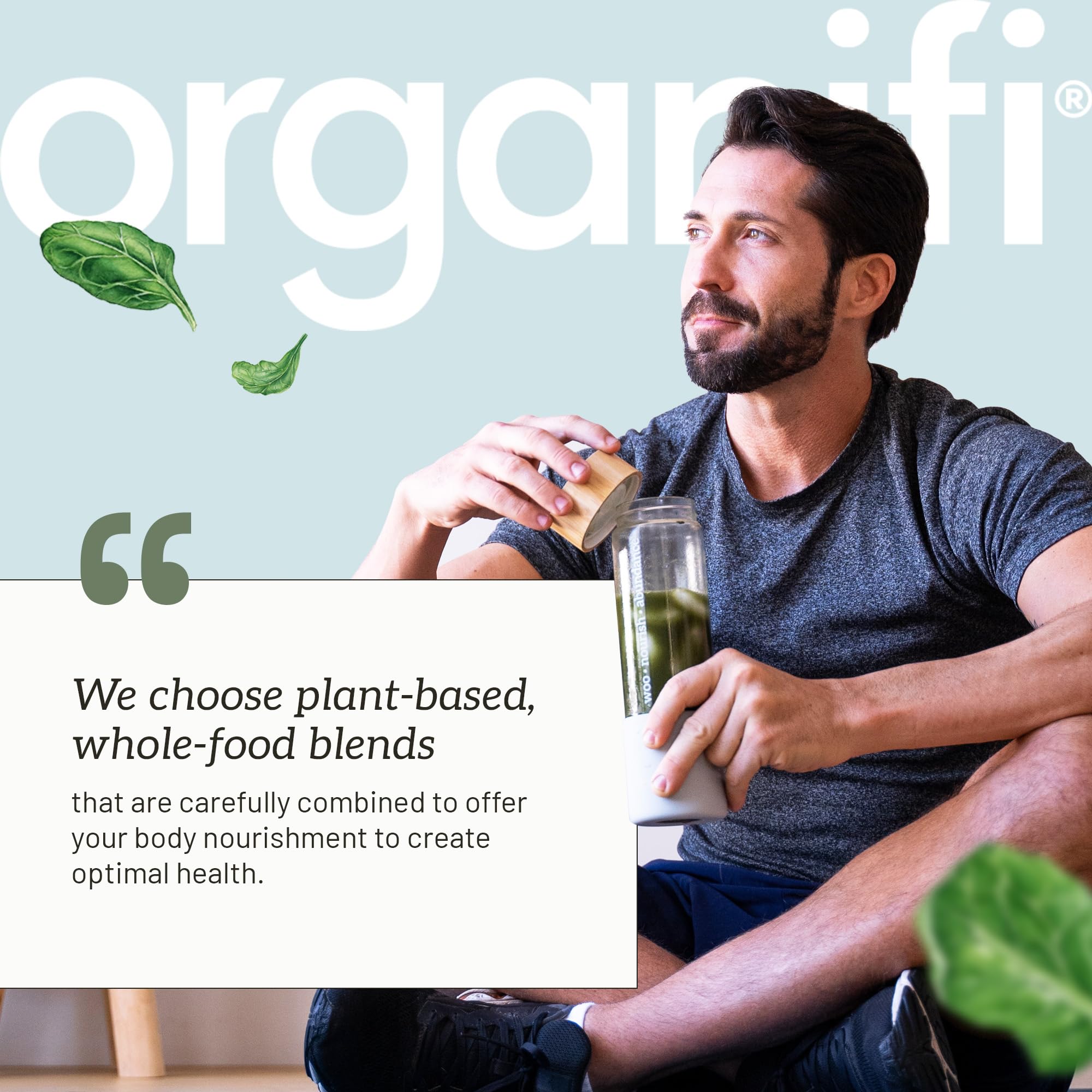 Organifi Green Juice Powder 259g packaging with a scoop beside it