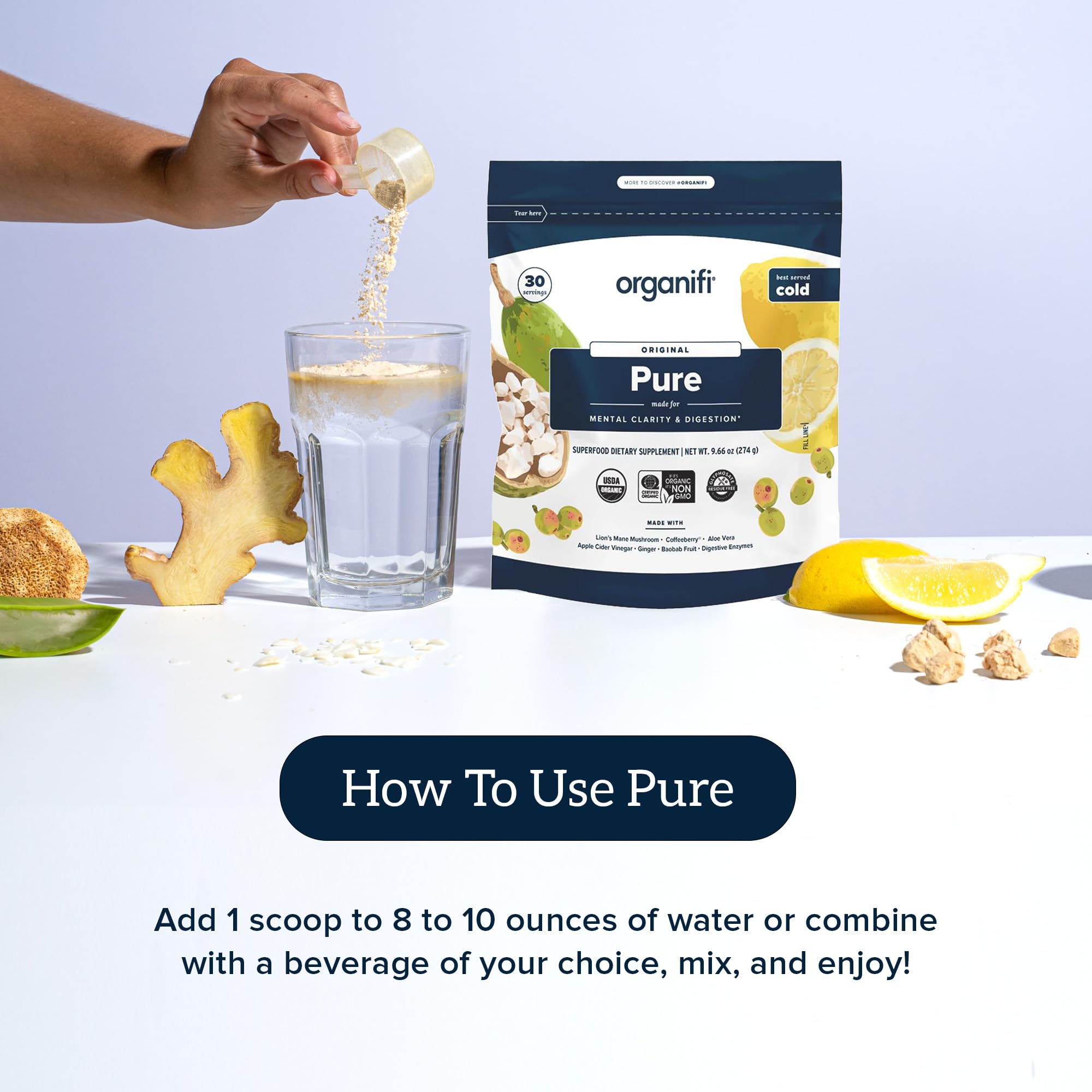 Organifi Pure Focus Supplement nutritional information