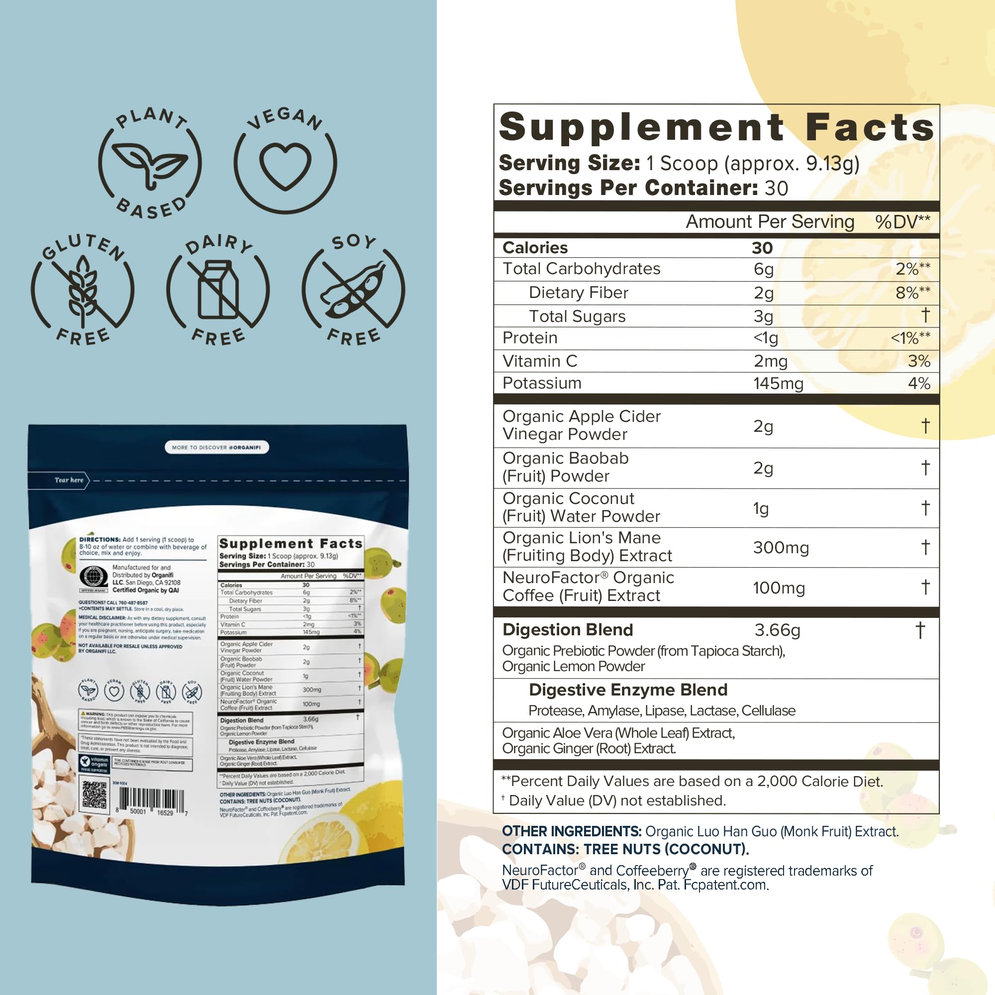 Organifi Pure Focus Supplement packaging details