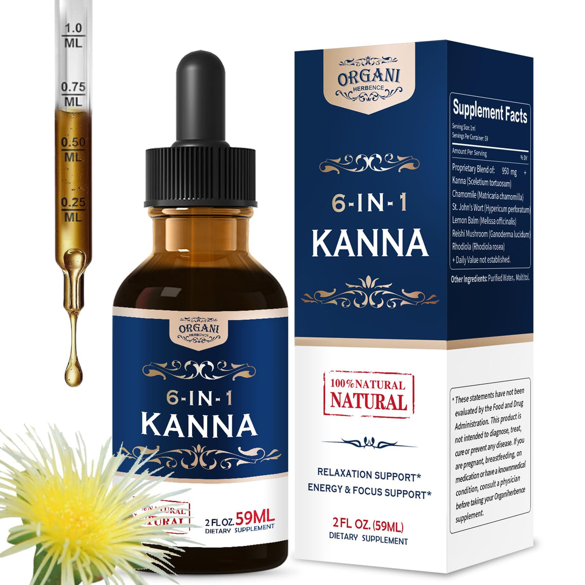 ORGANIHERBENCE Kanna Drops 30ml front view