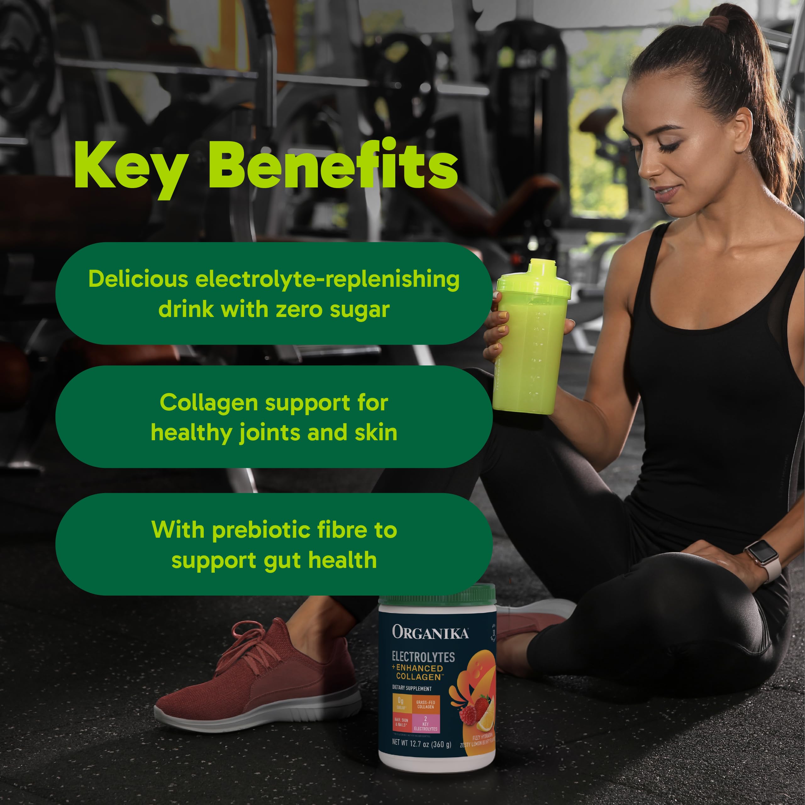 Organika Collagen Electrolyte Powder 360g packaging back view