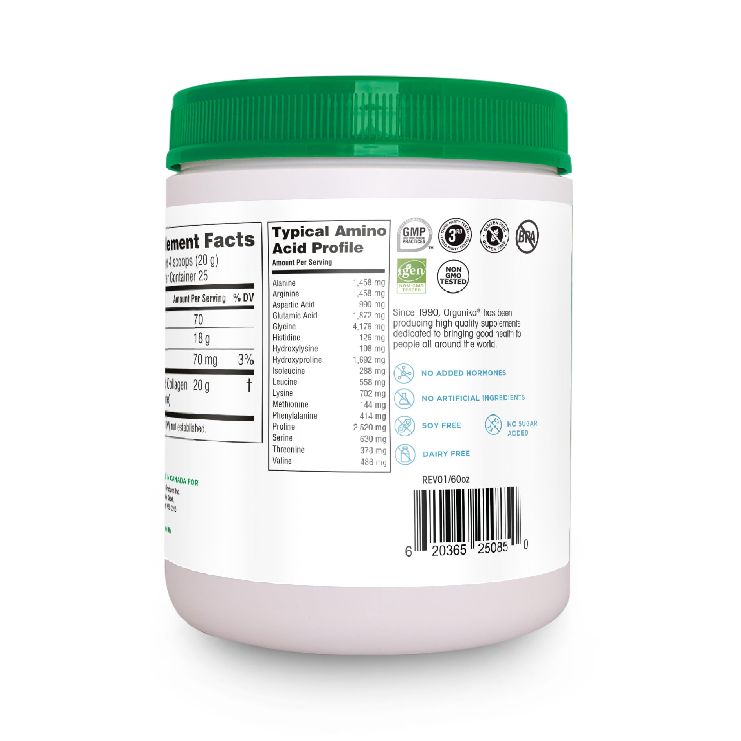Organika Collagen Peptides Protein Powder packaging side view
