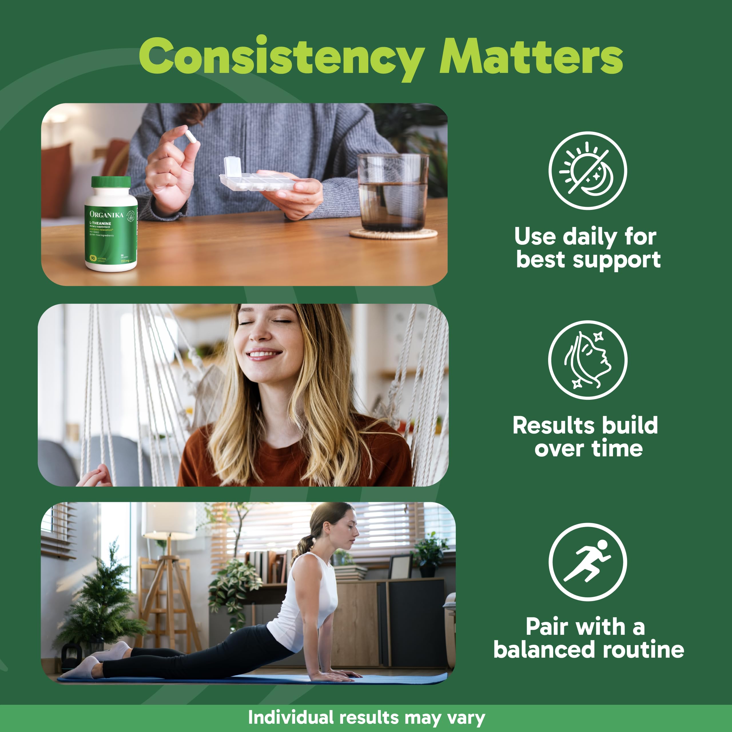 Organika L-Theanine 200mg capsules in hand