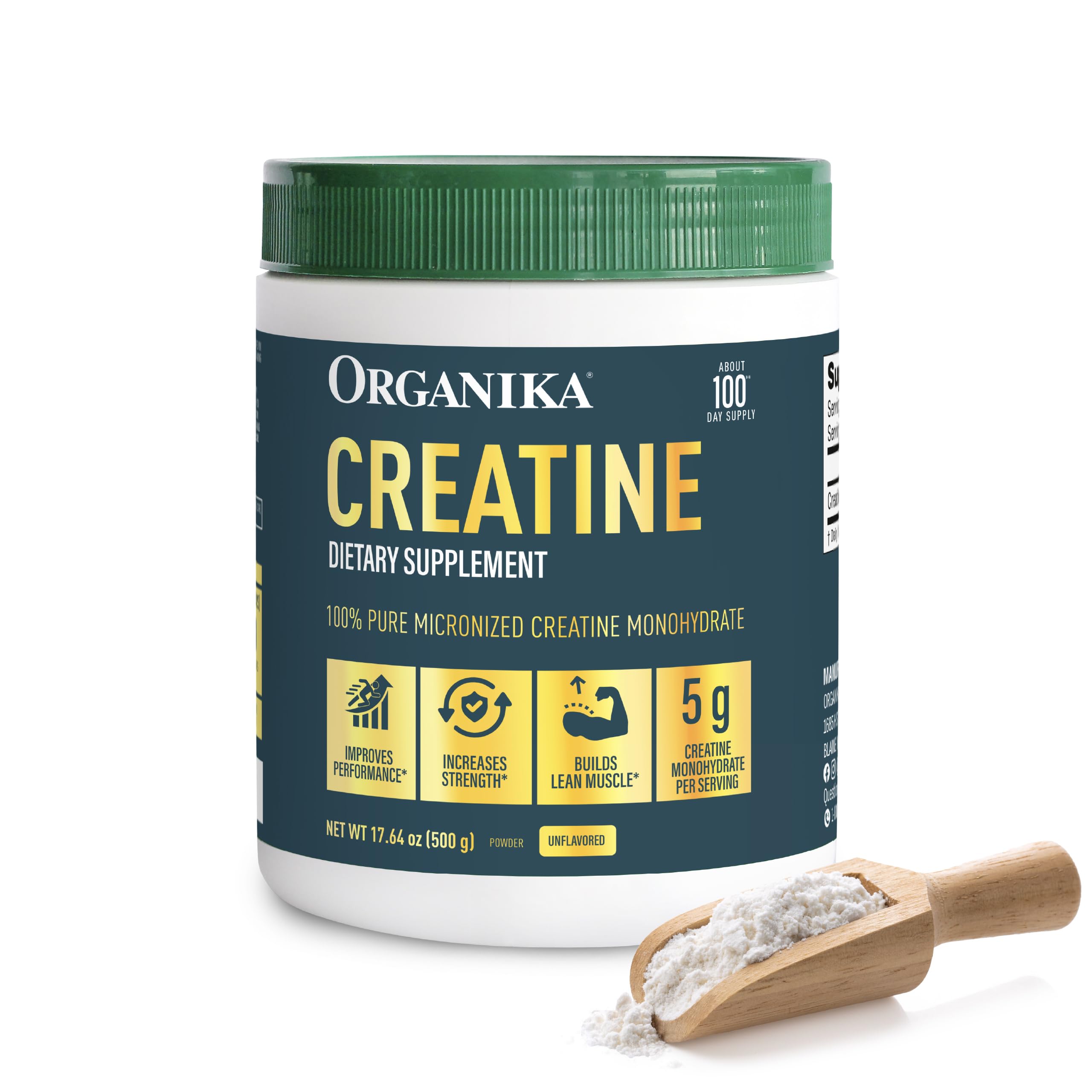 Organika Micronized Creatine Monohydrate 608g front view